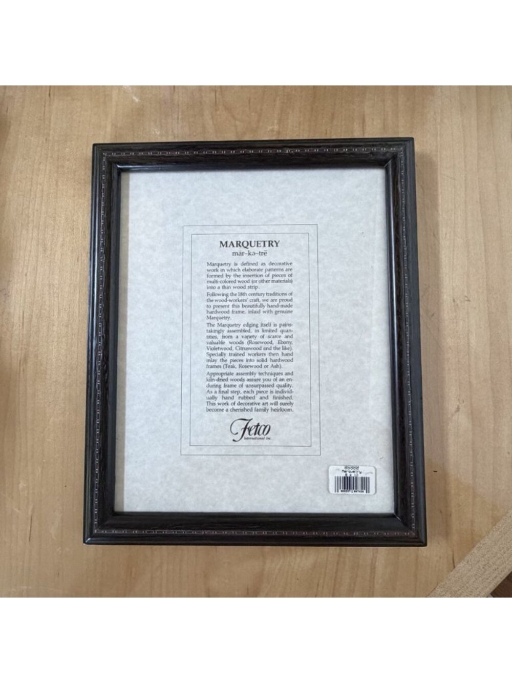 Vintage Marquetry Picture Frame Fetco Solid Wood‎ 8x10 Photo Inlay Design Green